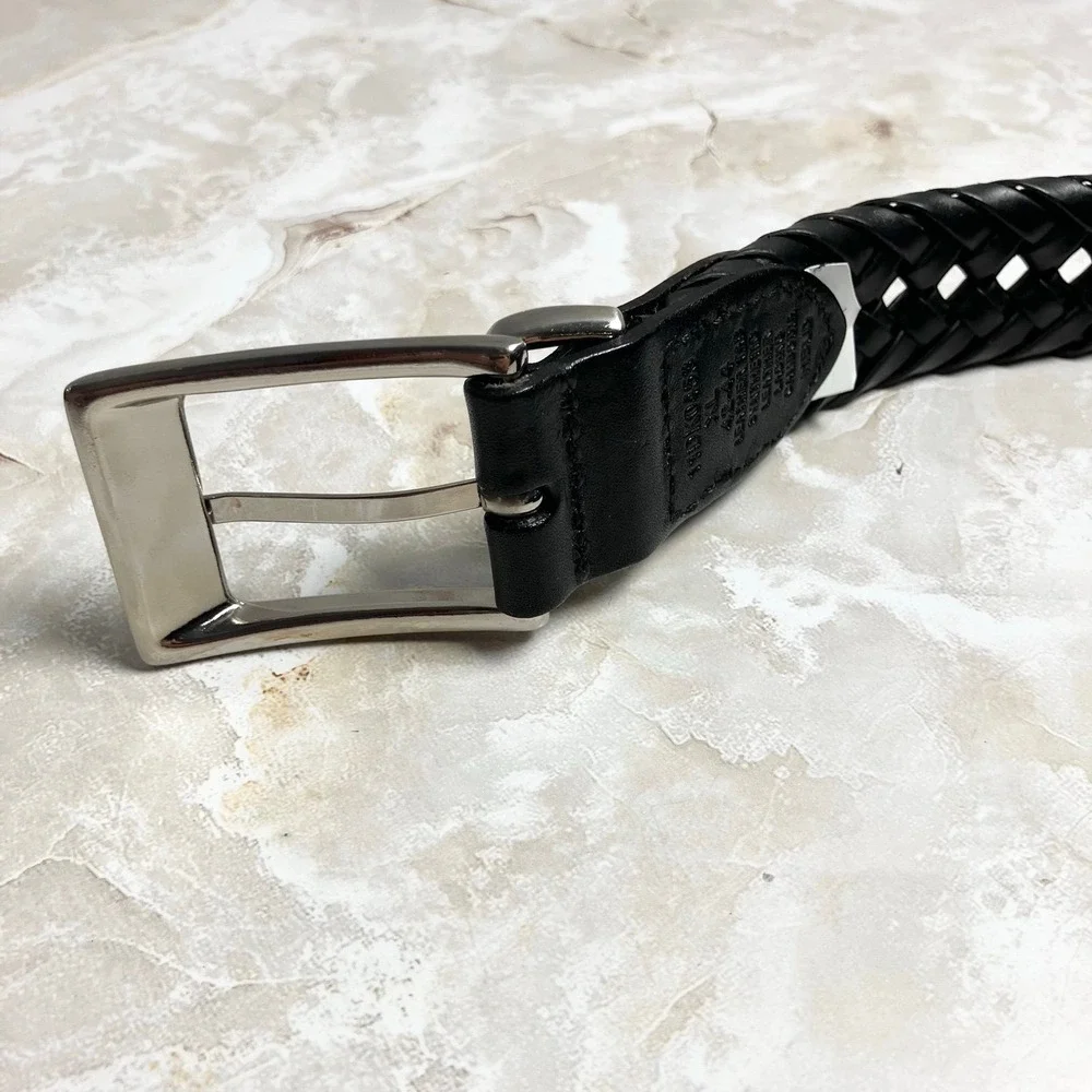 Dockers Belt Mens Size XL 42-44 Black Braided Fully Adjustable Tarnished Buckle